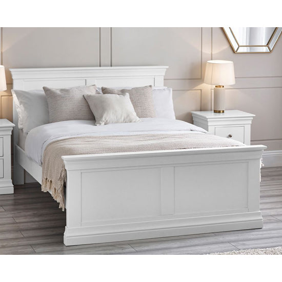 Clermont Wooden Double Bed In Surf White