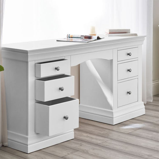 Clermont Dressing Table With 6 Drawers In Surf White