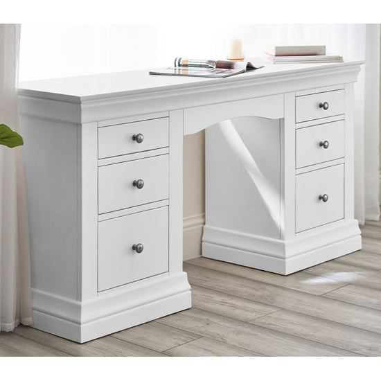 Clermont Dressing Table With 6 Drawers In Surf White