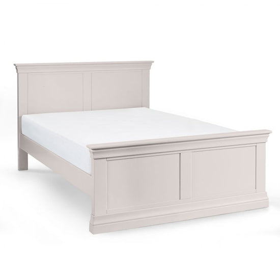 Clermont Wooden Double Bed In Light Grey