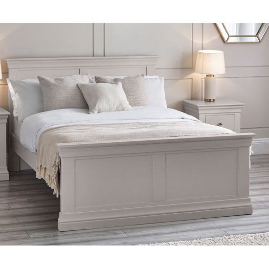 Clermont Wooden Double Bed In Light Grey