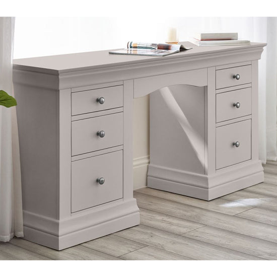 Clermont Dressing Table With 6 Drawers In Light Grey