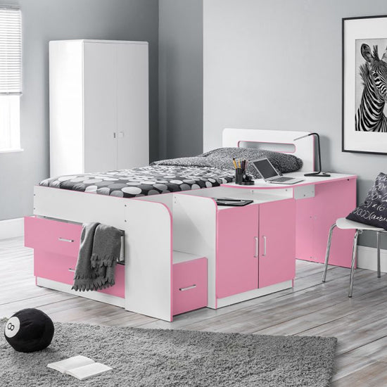 Cookie Wooden Cabin Bunk Bed In Pink