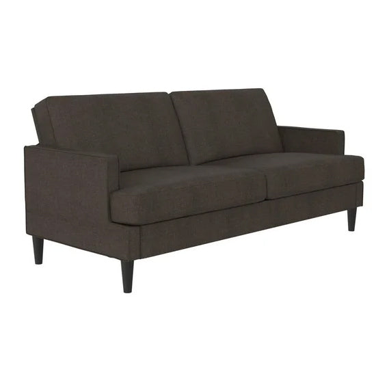 Asher Linen Fabric 3 Seater Sofa In Grey With Black Legs