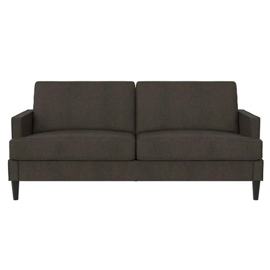 Asher Linen Fabric 3 Seater Sofa In Grey With Black Legs