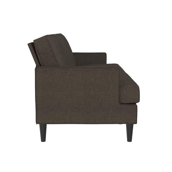 Asher Linen Fabric 3 Seater Sofa In Grey With Black Legs