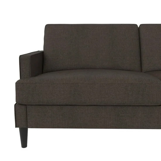 Asher Linen Fabric 3 Seater Sofa In Grey With Black Legs