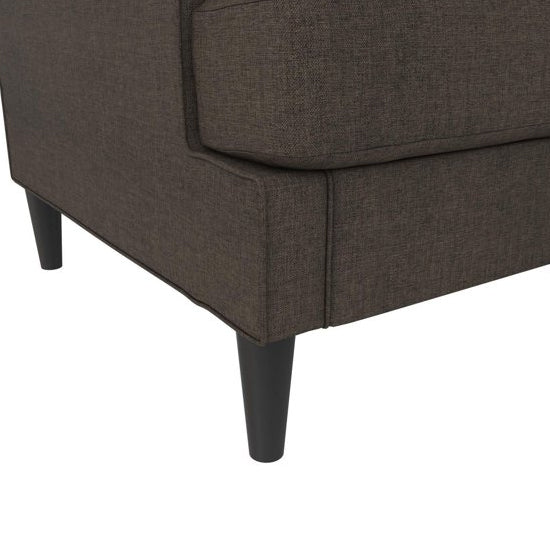 Asher Linen Fabric 3 Seater Sofa In Grey With Black Legs