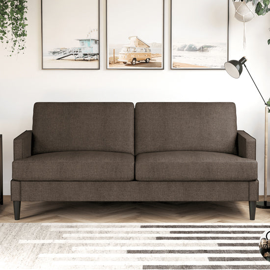 Asher Linen Fabric 3 Seater Sofa In Grey With Black Legs