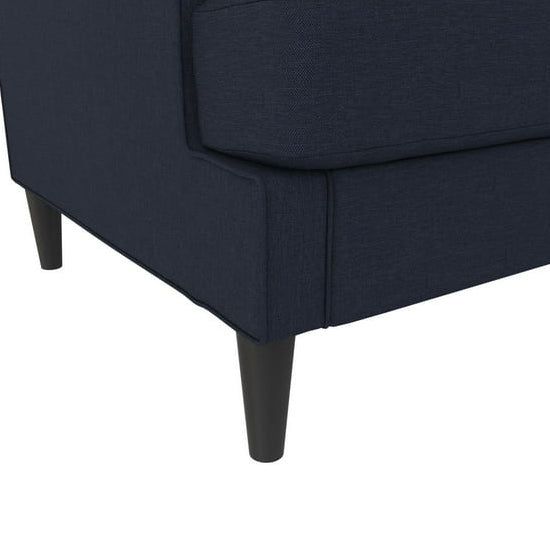 Asher Linen Fabric 3 Seater Sofa In Blue With Black Legs