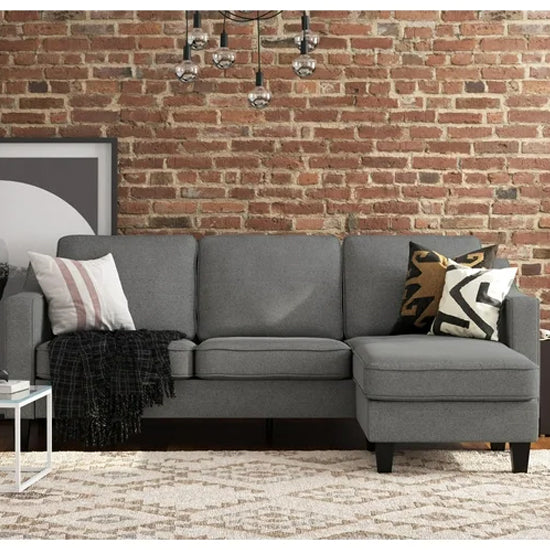 Brighton Linen Fabric Sectional 3 Seater Sofa In Grey