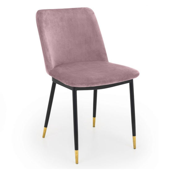 Delaunay Velvet Dining Chair In Dusky Pink