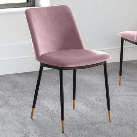 Delaunay Velvet Dining Chair In Dusky Pink