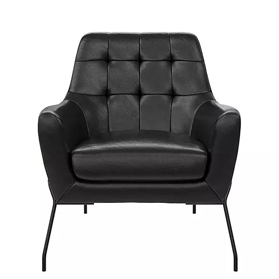 Brayden Faux Leather Bedroom Chair In Black