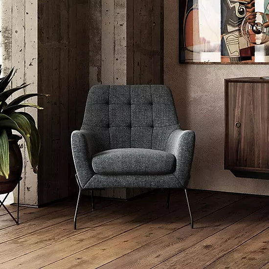 Brayden Chenille Fabric Bedroom Chair In Charcoal