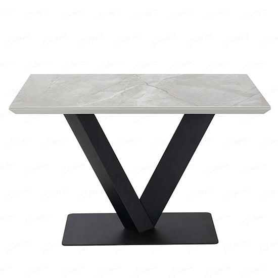 Alessia Rectangular Ceramic Top Dining Table In Grey