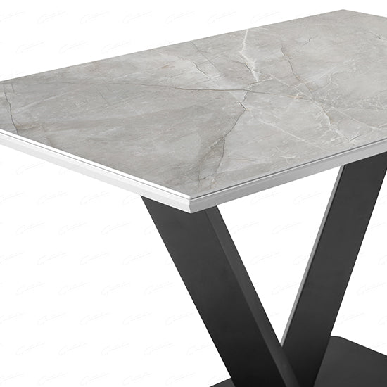 Alessia Rectangular Ceramic Top Dining Table In Grey