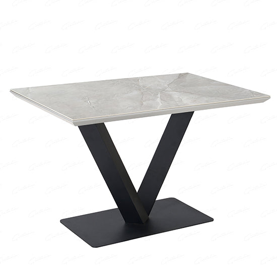 Alessia Rectangular Ceramic Top Dining Table In Grey