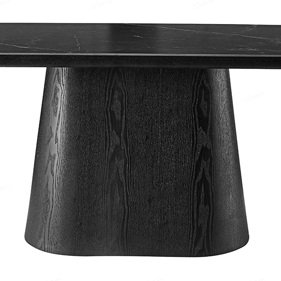 Bianca Oval Sintered Stone Dining Table In Black And Black