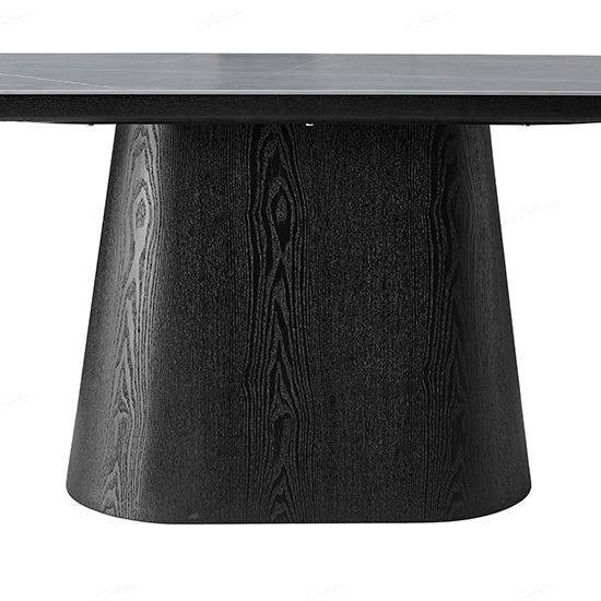 Bianca Oval Sintered Stone Dining Table In Black And Grey