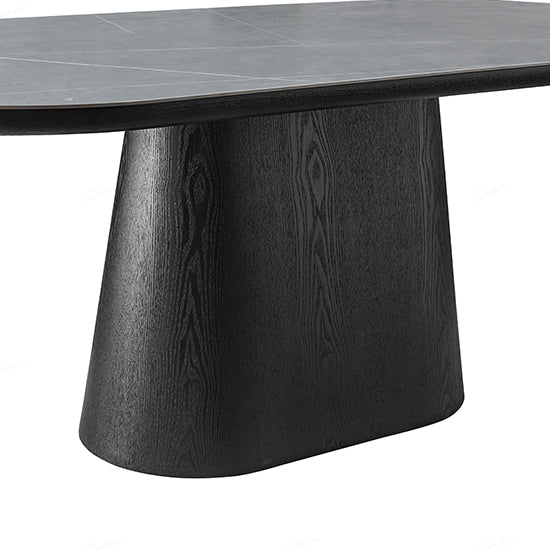 Bianca Oval Sintered Stone Dining Table In Black And Grey