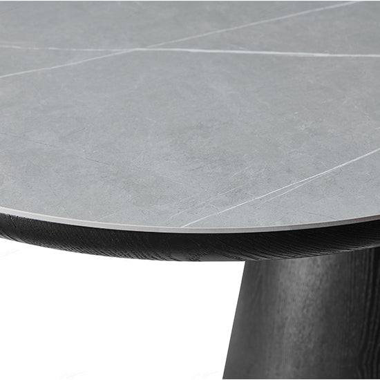 Bianca Oval Sintered Stone Dining Table In Black And Grey