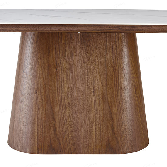 Bianca Oval Sintered Stone Dining Table In Walnut And White