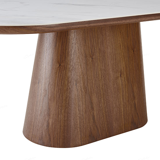 Bianca Oval Sintered Stone Dining Table In Walnut And White