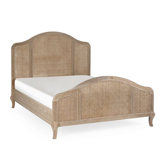 Fleur Wooden Rattan Double Bed In Light Oak