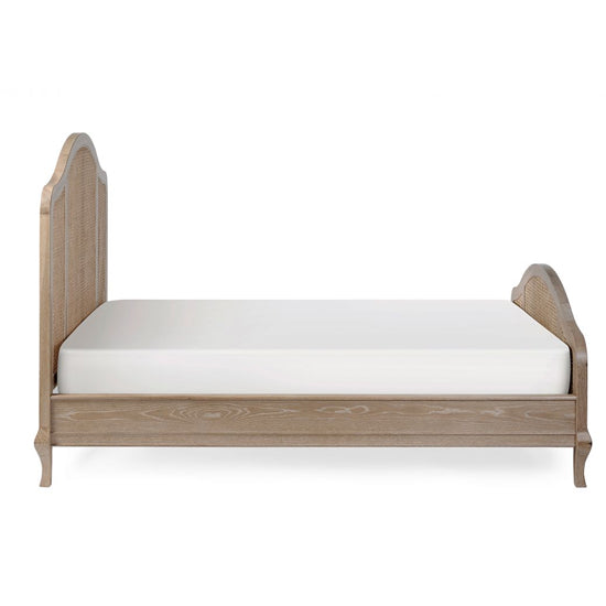 Fleur Wooden Rattan Double Bed In Light Oak