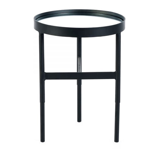 Franki Mirrored Glass Lamp Table With Black Metal Frame