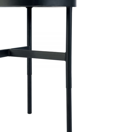 Franki Mirrored Glass Lamp Table With Black Metal Frame