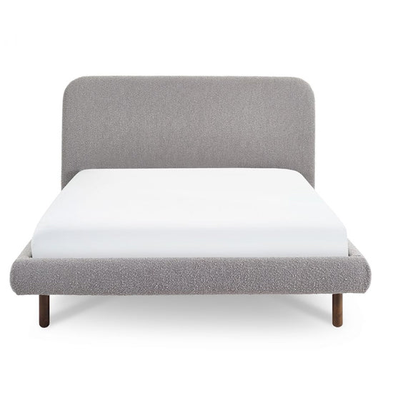 Hannah Boucle Fabric Double Bed In Grey