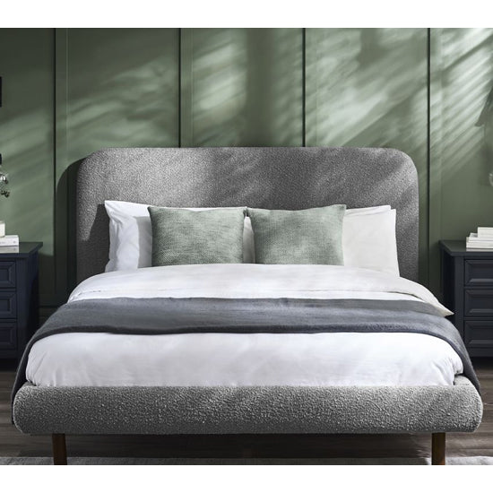 Hannah Boucle Fabric Double Bed In Grey