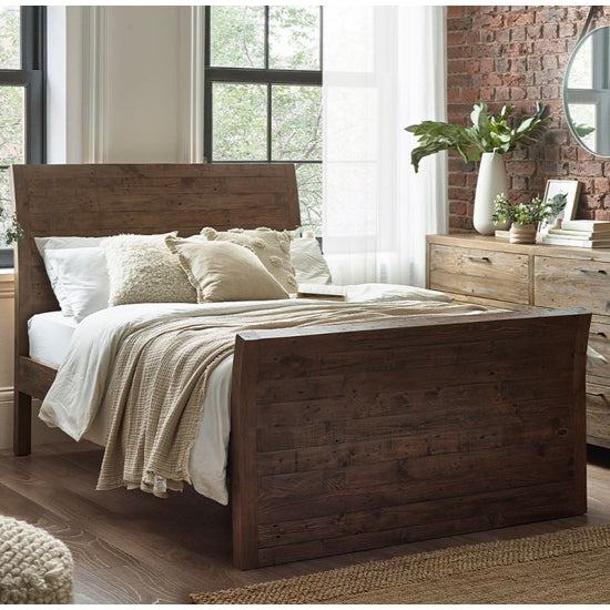 Heritage Wooden Double Bed In Reclaimed Pine