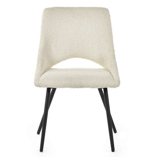 Iris Ivory Boucle Fabric Dining Chairs In Pair