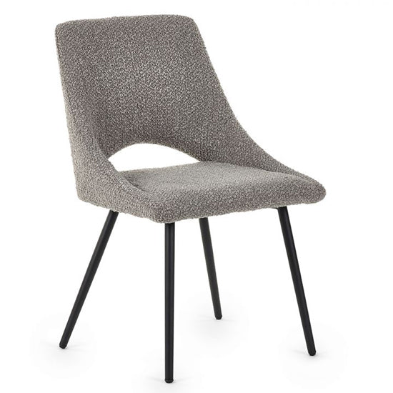 Iris Grey Boucle Fabric Dining Chairs In Pair