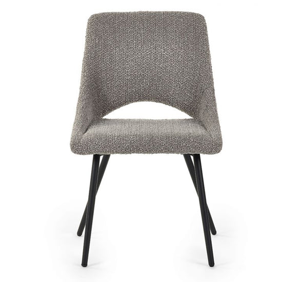 Iris Grey Boucle Fabric Dining Chairs In Pair