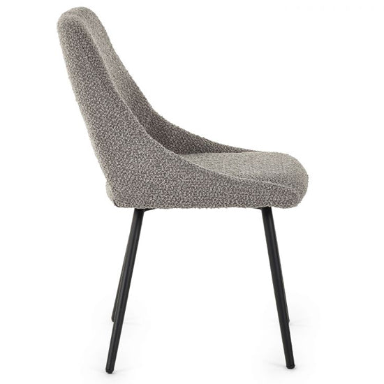 Iris Grey Boucle Fabric Dining Chairs In Pair