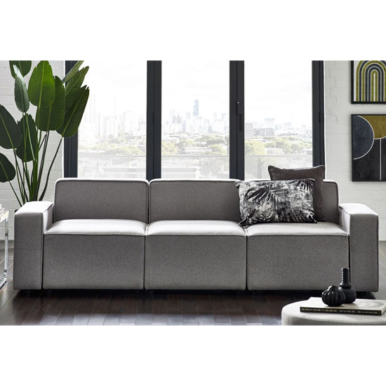 Lago Linen Fabric Combination Corner Sofa In Grey