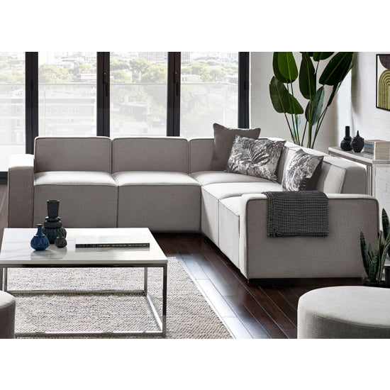 Lago Linen Fabric Combination Corner Sofa In Grey