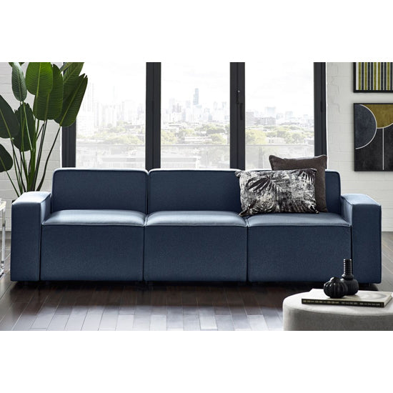 Lago Linen Fabric Combination Corner Sofa In Blue