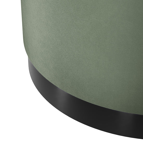 Lara Large Velvet Pouffe Sage In Sage With Matte Black Base