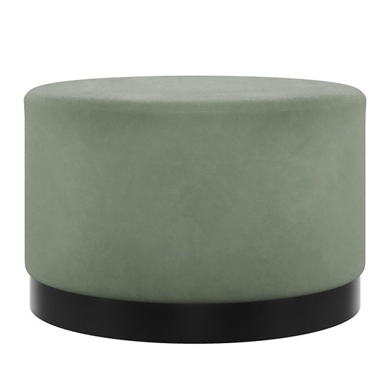 Lara Large Velvet Pouffe Sage In Sage With Matte Black Base