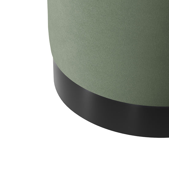 Lara Small Velvet Pouffe Sage In Sage With Matte Black Base