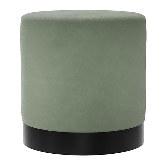 Lara Small Velvet Pouffe Sage In Sage With Matte Black Base