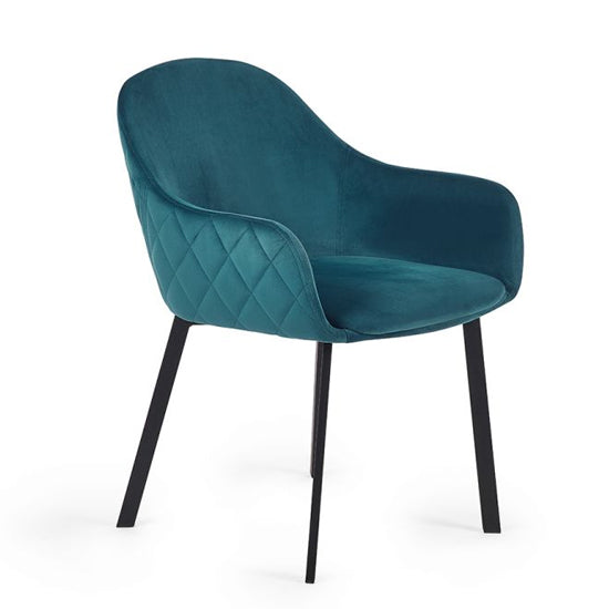 Lima Teal Velvet Dining Chairs In Pair