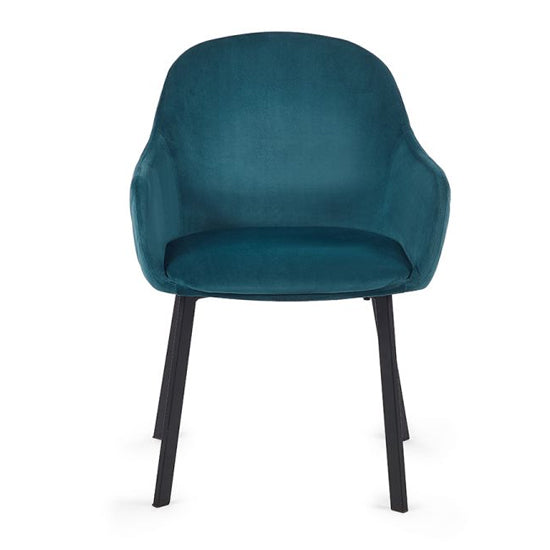 Lima Teal Velvet Dining Chairs In Pair