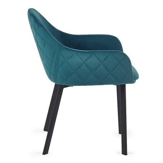 Lima Teal Velvet Dining Chairs In Pair