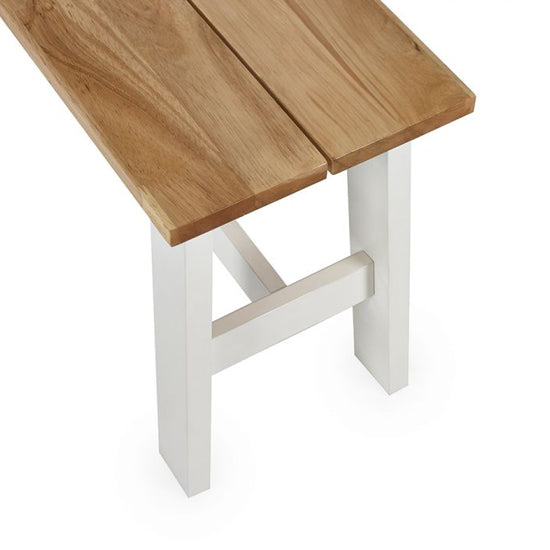 Linwood Small Wooden Dining Bench In Natural And White